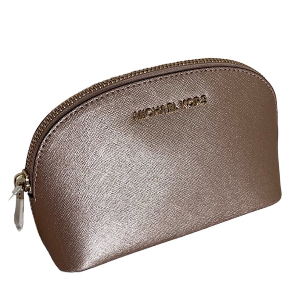 Michael Kors 🪩 Rose Gold Soffiano Leather Cosmetics Bag